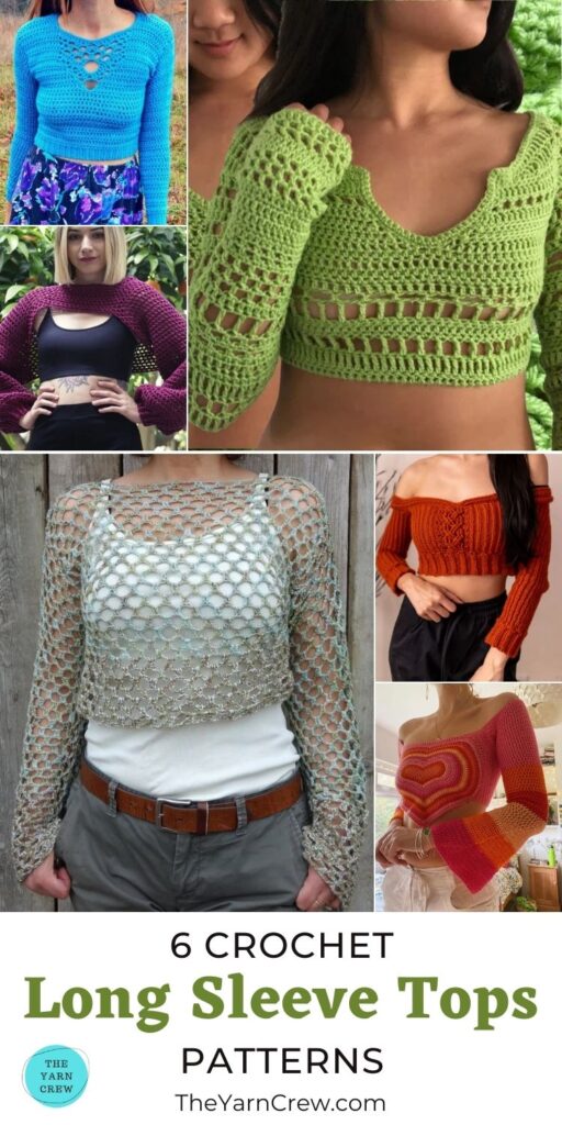 6 Crochet Long Sleeve Top Patterns PIN 3