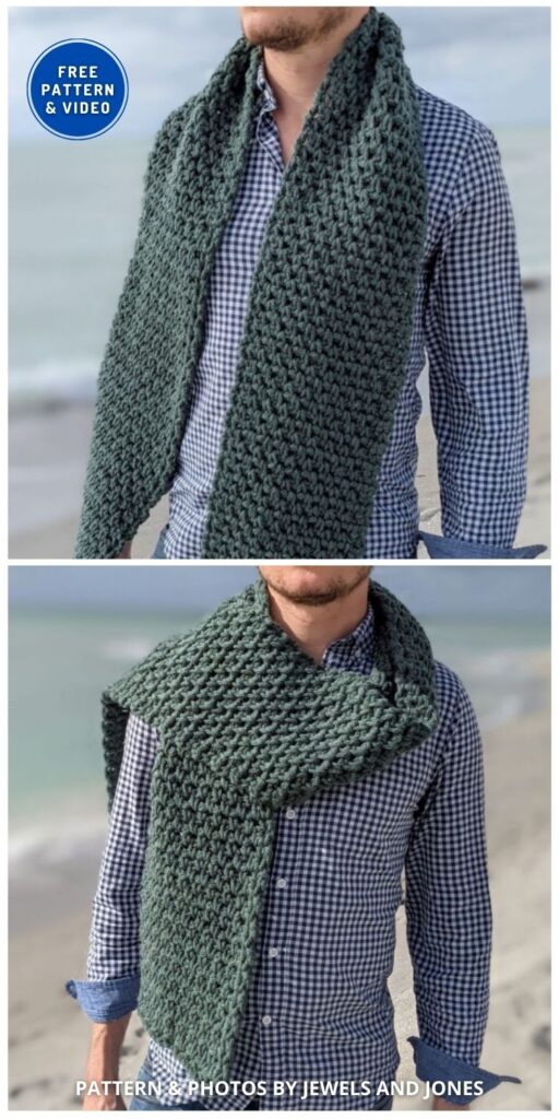 Classic Men’s Crochet Scarf - 8 Free Crochet Men's Scarf Patterns For Father's Day