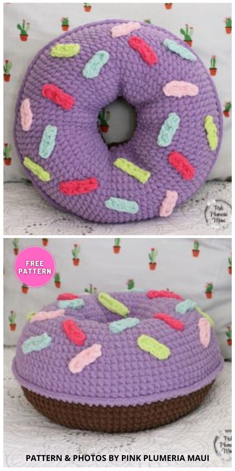 Crocheted Donut Pillow - 5 Free Crochet Donut Pillow Patterns
