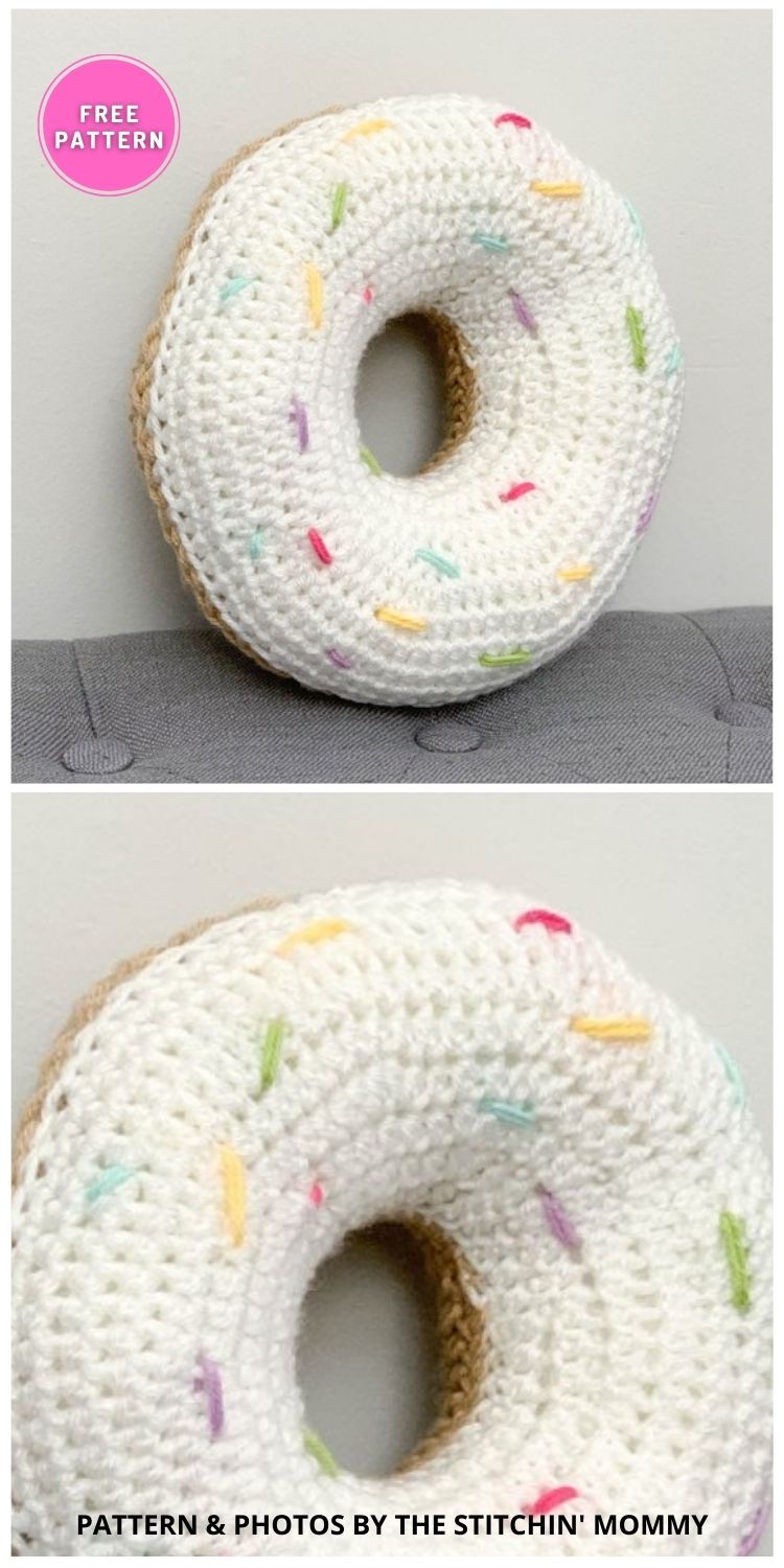 Little Doughnut Pillow Plush - 5 Free Crochet Donut Pillow Patterns