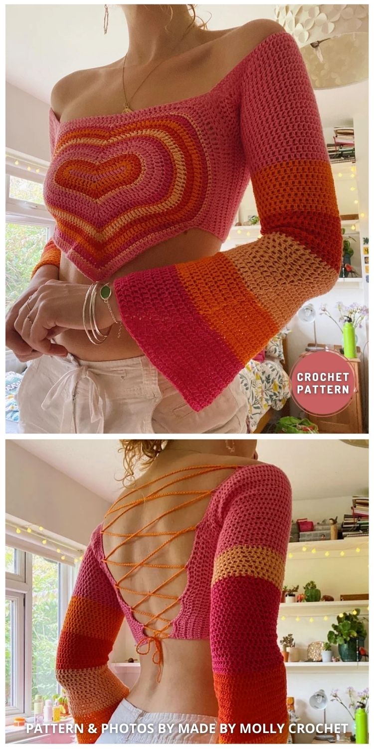 Long-Sleeve Sweetheart - 6 Crochet Long Sleeve Top Patterns For Summer