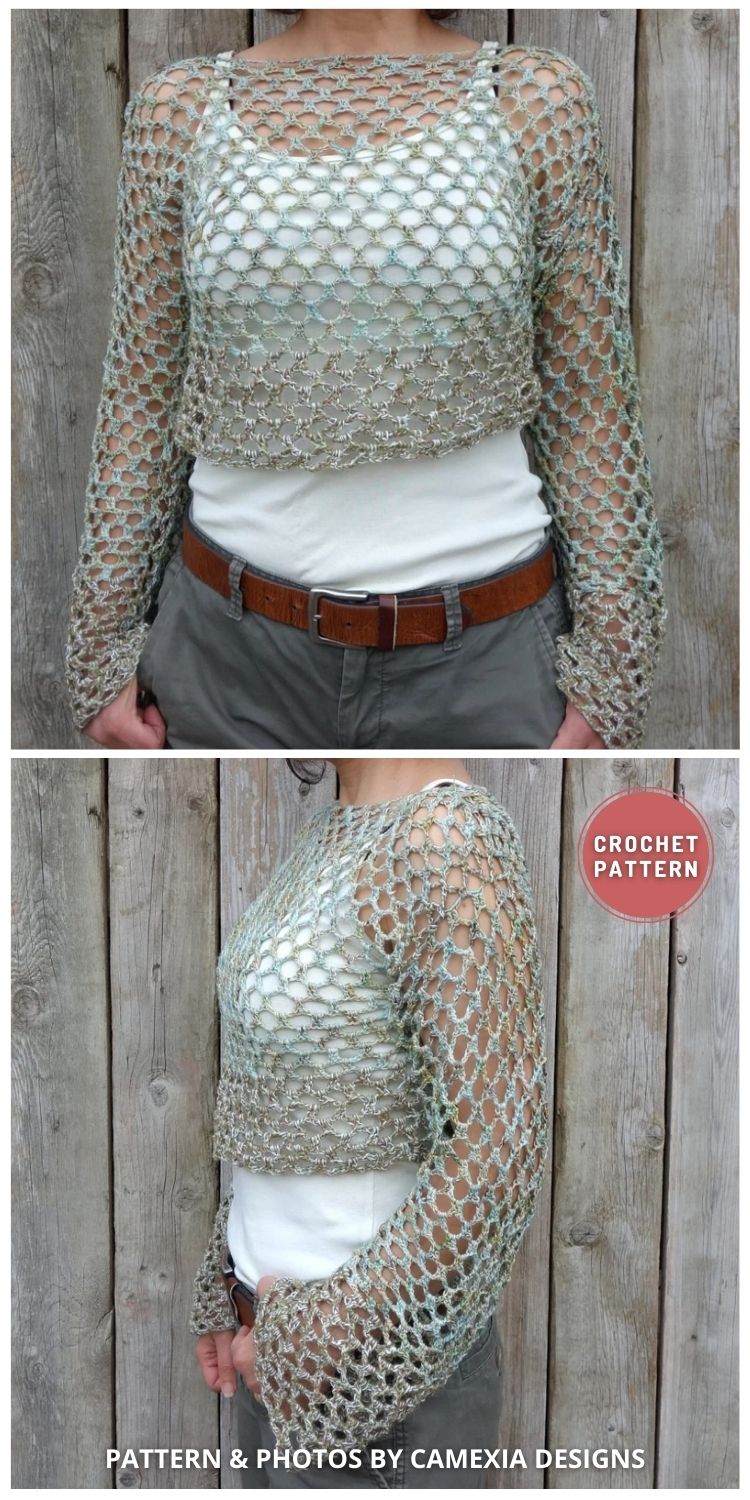 Mermaid Crop Top - 6 Crochet Long Sleeve Top Patterns For Summer