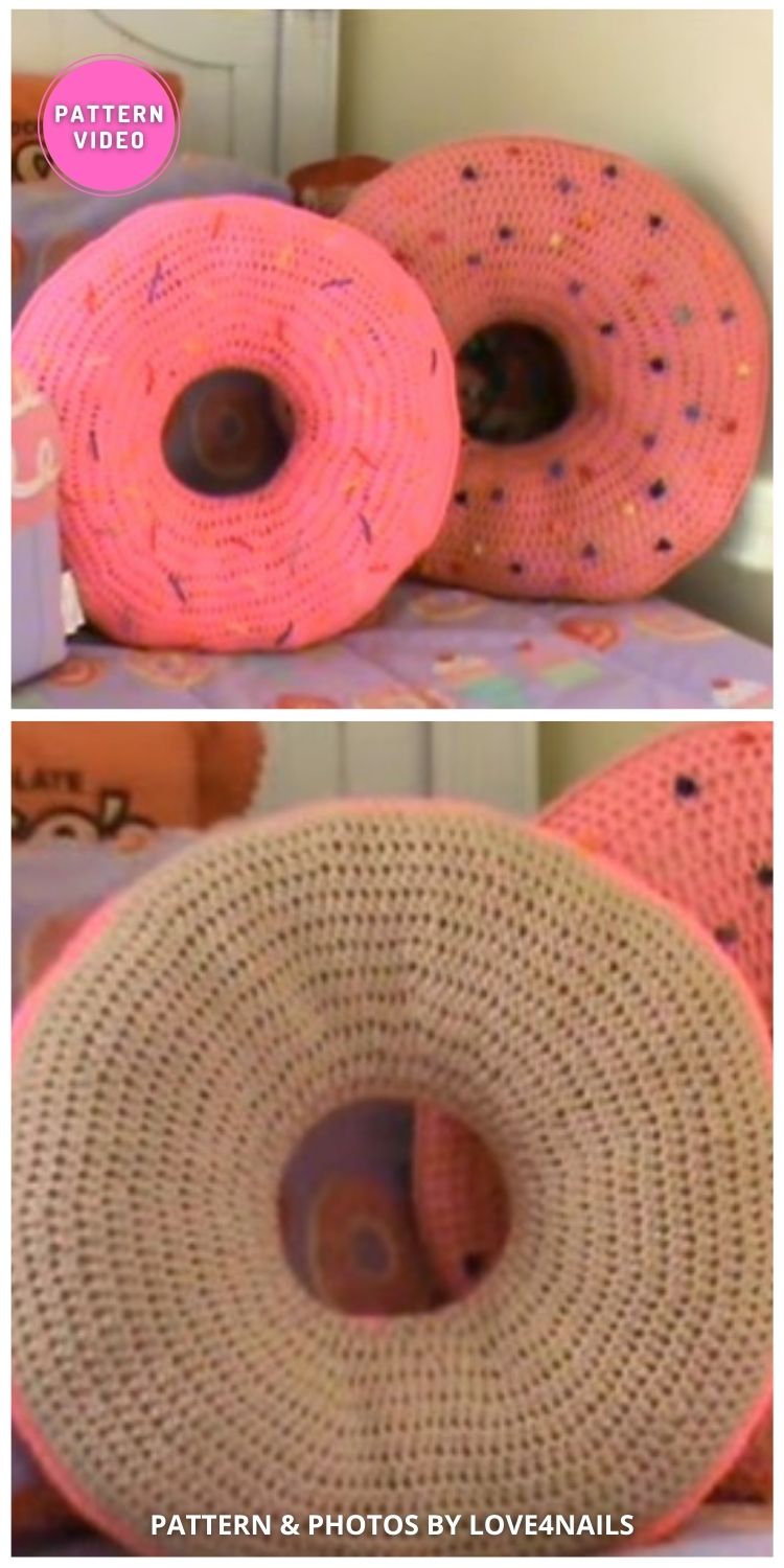 Yummy Large Donut Pillow - 5 Free Crochet Donut Pillow Patterns
