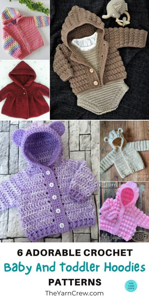 6 Adorable Crochet Baby And Toddler Hoodie Patterns PIN 3