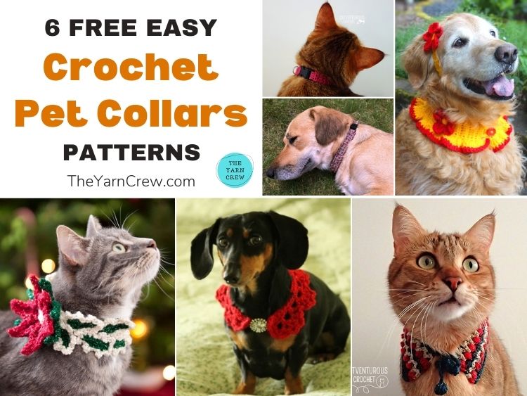 6 Free Easy Pet Collar Crochet Patterns FB POSTER
