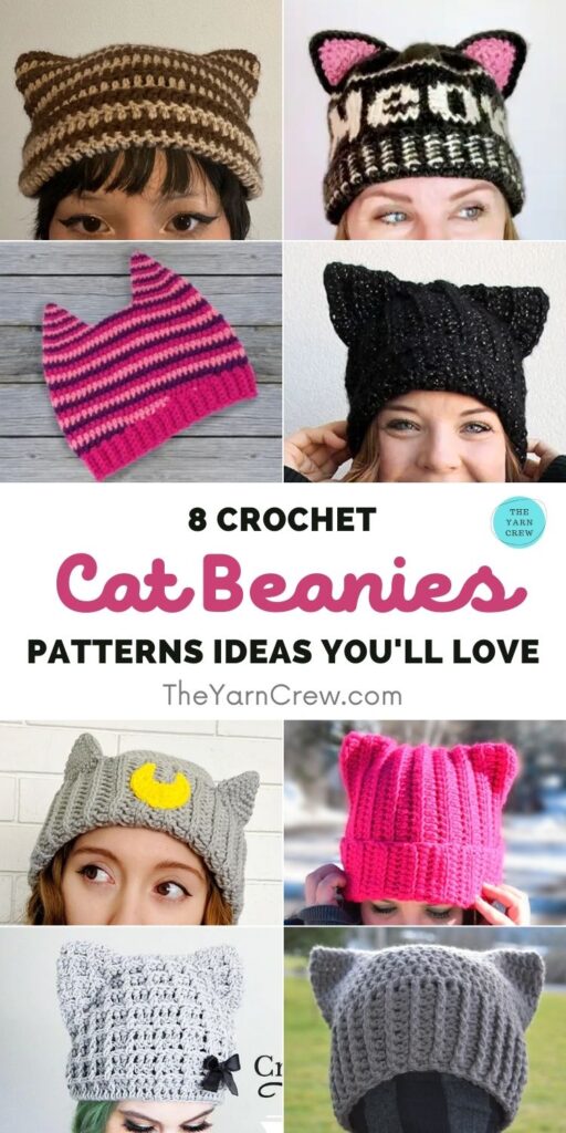8 Crochet Cat Beanie Patterns Ideas You'll Love PIN 1