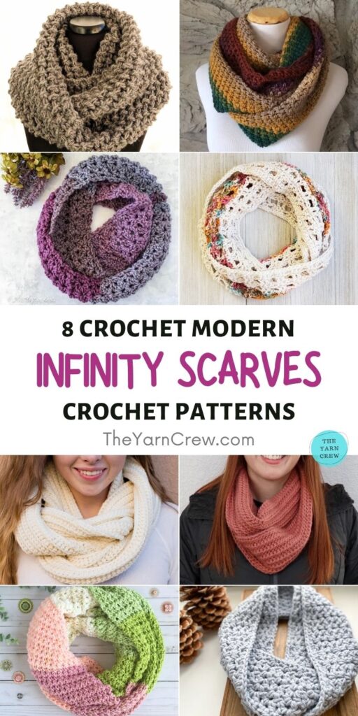 8 Crochet Modern Infinity Scarf Patterns PIN 1