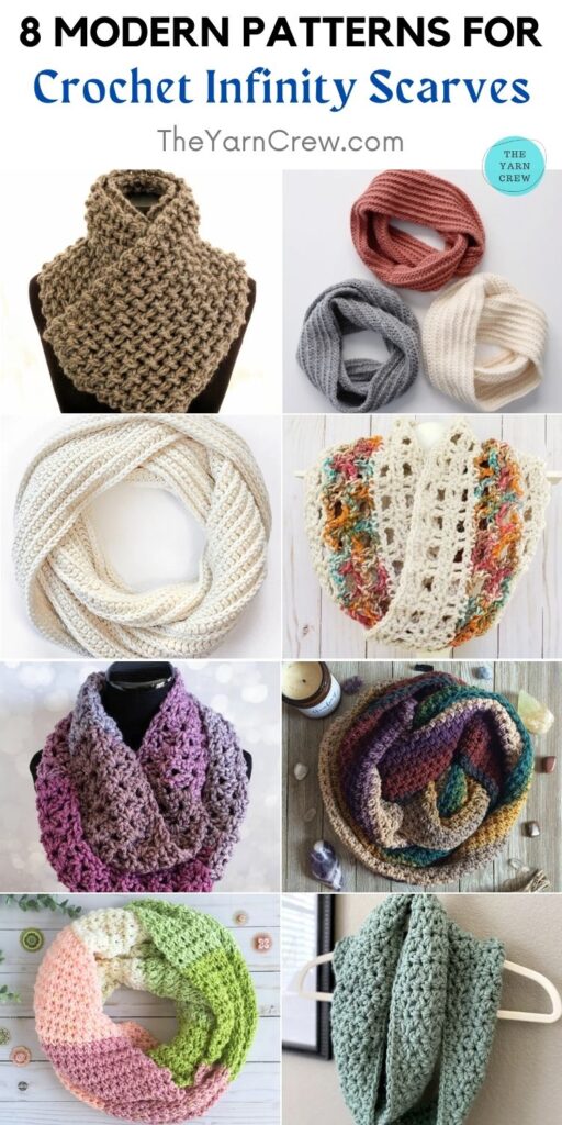 8 Modern Patterns For Crochet Infinity Scarves PIN 2