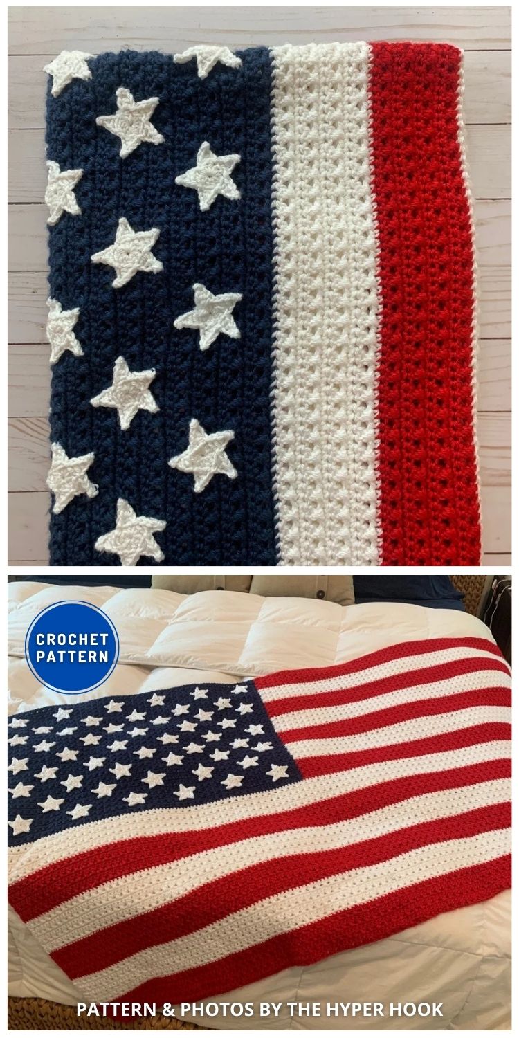 American Flag Blanket - 6 Crochet American Flag Blanket Patterns For 4th Of July