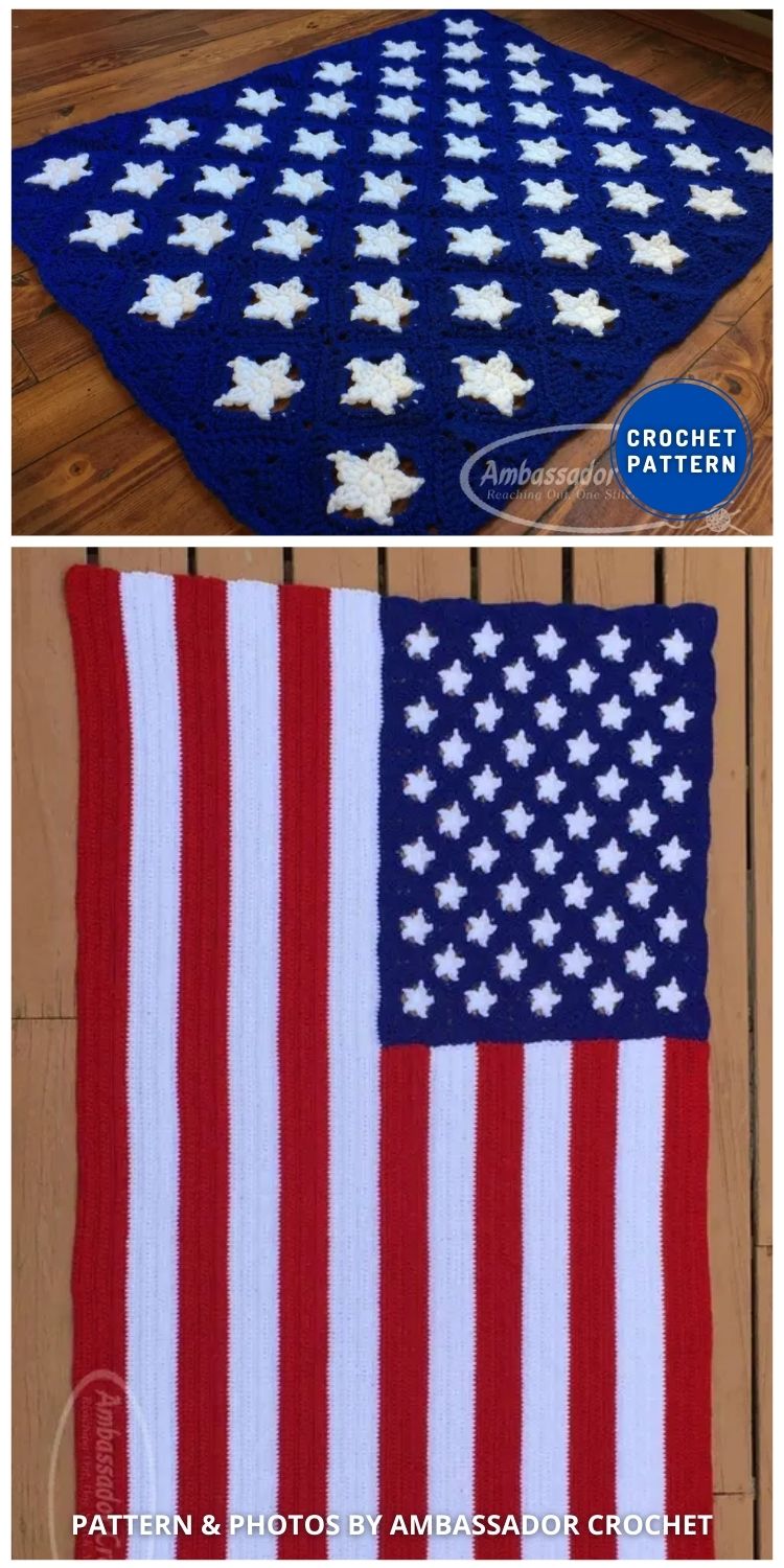 American Flag Blanket Crochet Pattern - 6 Crochet American Flag Blanket Patterns For 4th Of July (2)