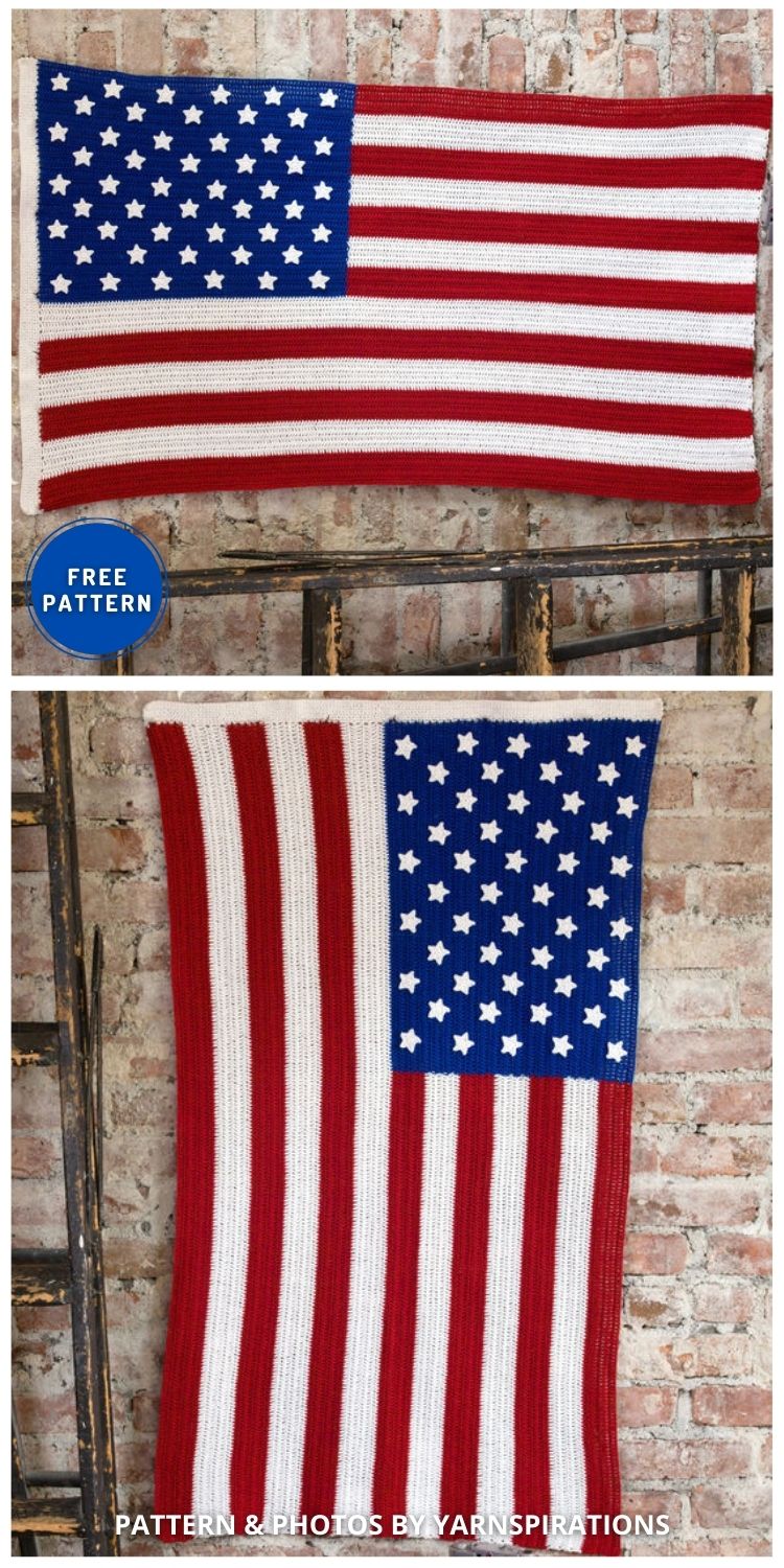 Aunt Lydia's America Pride Flag - 6 Crochet American Flag Blanket Patterns For 4th Of July