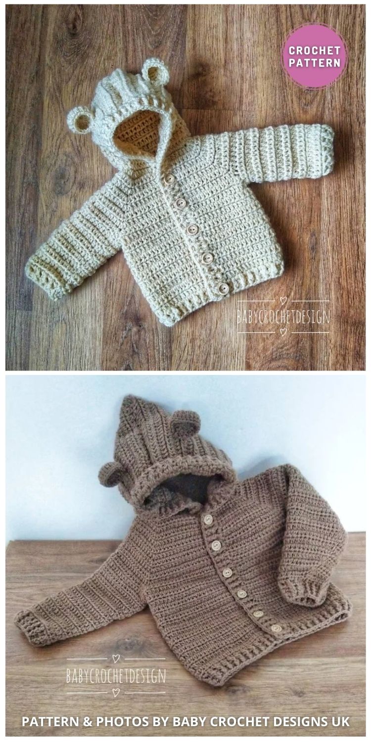 Bear Hooded Jacket Crochet Pattern - 6 Adorable Crochet Baby And Toddler Hoodie Patterns To Make