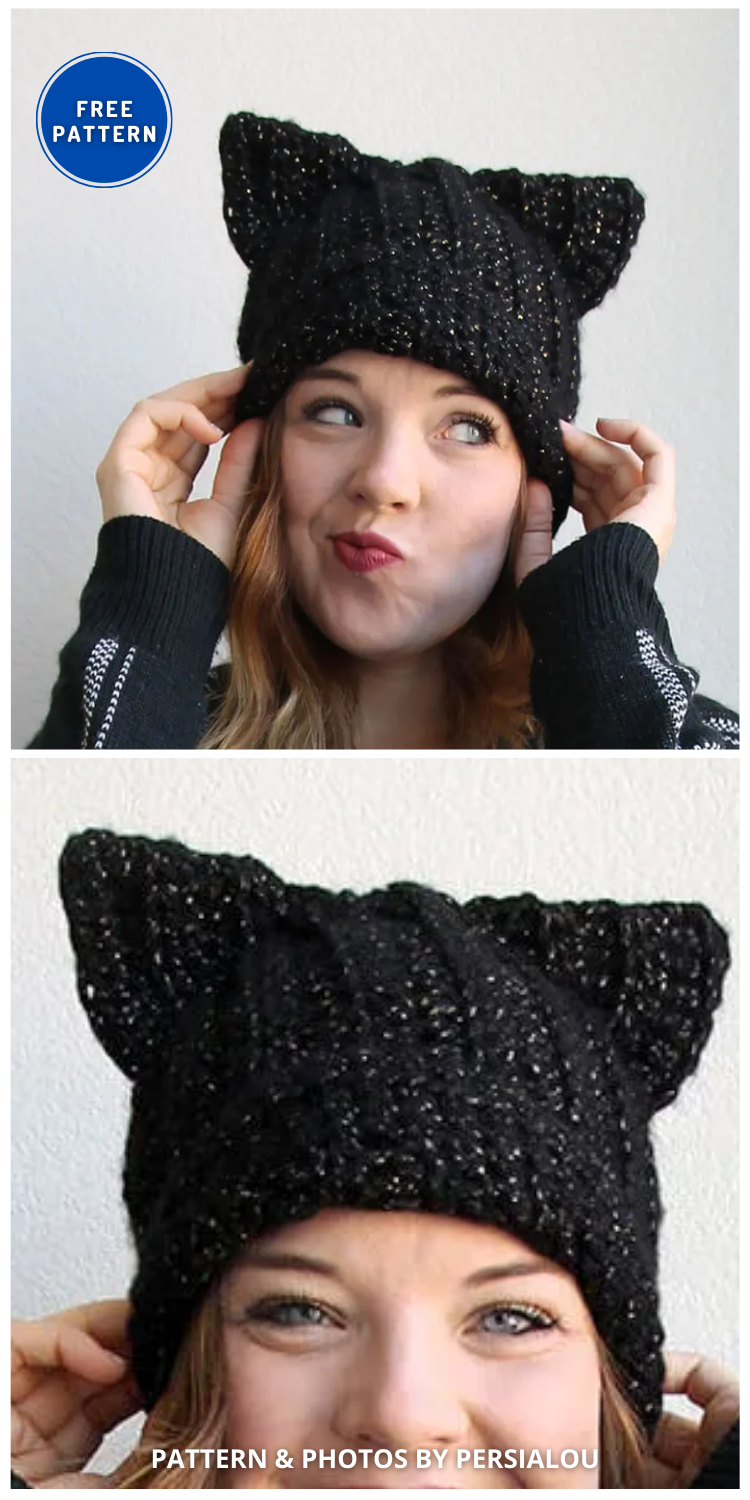 Black Cat Slouch Hat - 8 Crochet Cat Beanie Patterns Ideas You'll Love