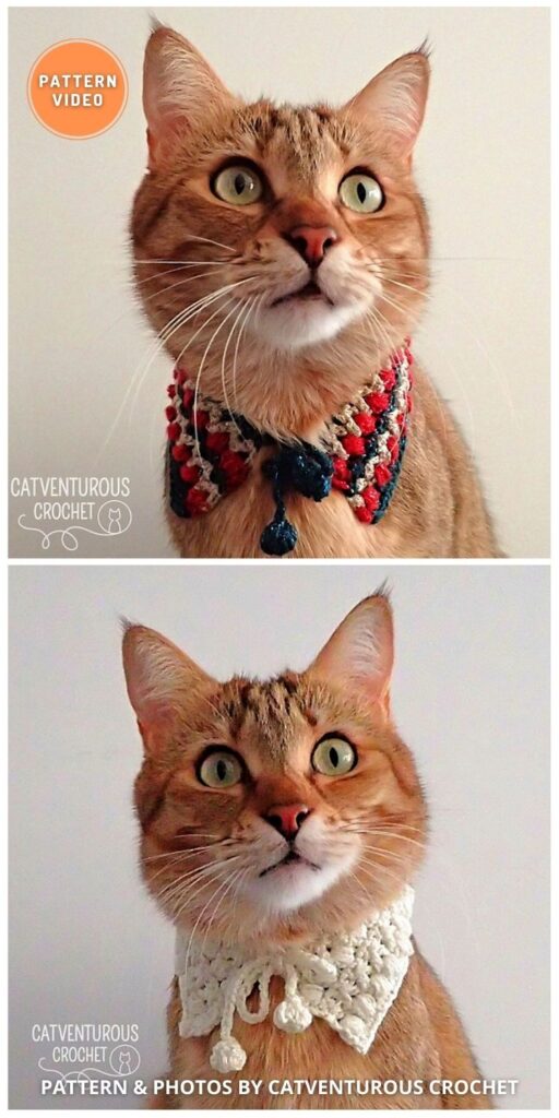 Bobble Bauble Cat Collar - 6 Free Easy Pet Collar Crochet Patterns