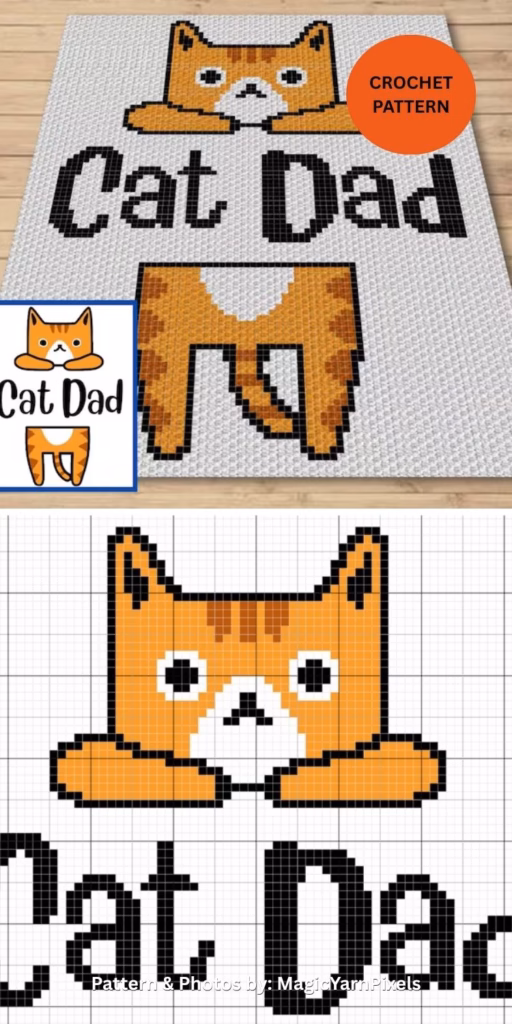 Cat Dad Crochet Blanket - 6 C2C Crochet Father's Day Blanket Patterns