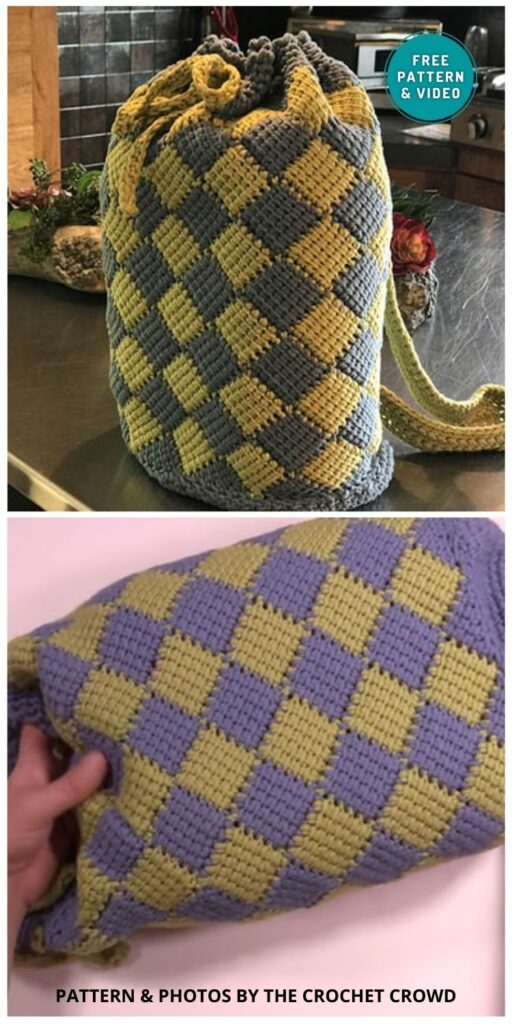 Crochet Jester’s Bag of Entrelac Tricks - 6 Elegant Crochet Adult Backpack Patterns