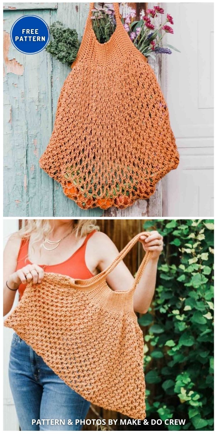 Crochet Market Tote Bag - 8 Free Best Reusable Market Bag Crochet Patterns