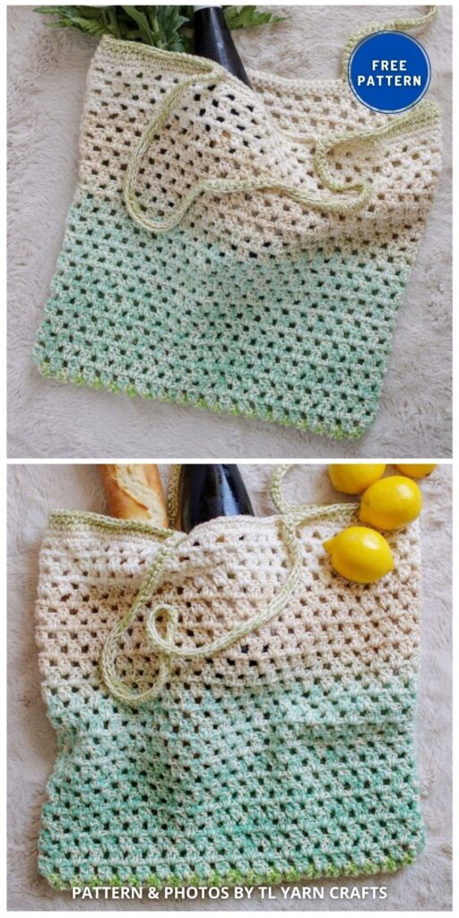 Fresh Market Tote - 8 Free Best Reusable Market Bag Crochet Patterns