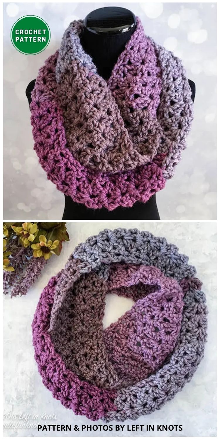 Frosted Berry Infinity Scarf - 8 Crochet Modern Infinity Scarf Patterns