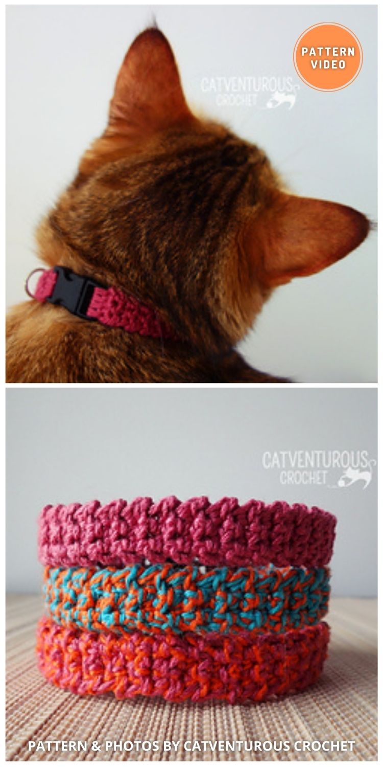 Jasper Cat Safety Collar - 6 Free Easy Pet Collar Crochet Patterns