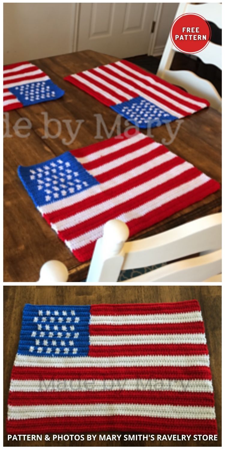 Patriotic Placemat - 6 Free Patriotic 4th Of July Table Runner Crochet Patterns
