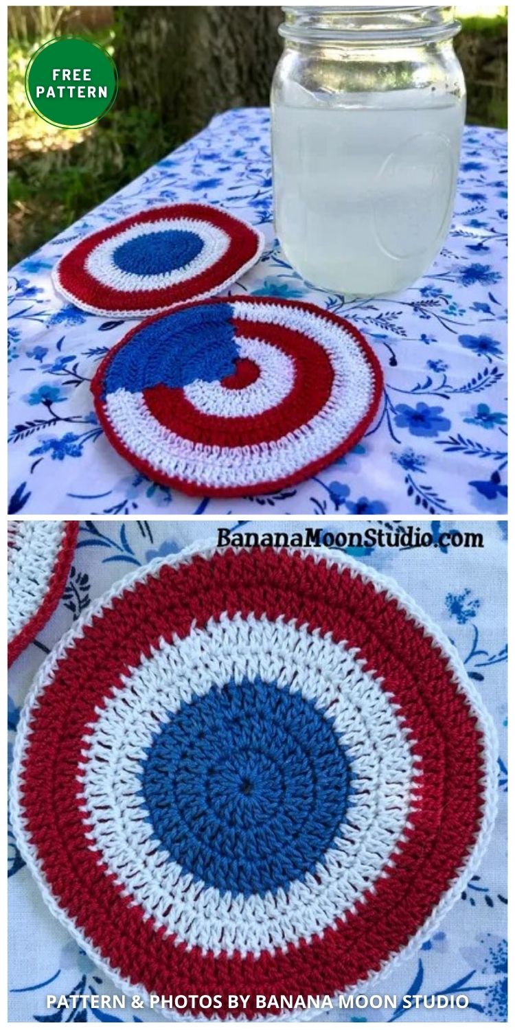 Pennant Coasters - 6 Free Crochet 4th of July Coaster PatternsPennant Coasters - 6 Free Crochet 4th of July Coaster Patterns