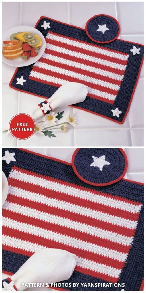 Red Heart Americana Place Setting - 6 Free Patriotic 4th Of July Table Runner Crochet Patterns