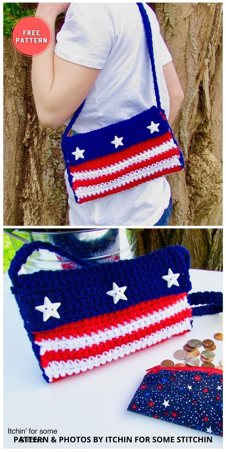 Stars & Stripes 4th of July Purse - 6 Free Crochet 4th Of July Bag & Purse Patterns