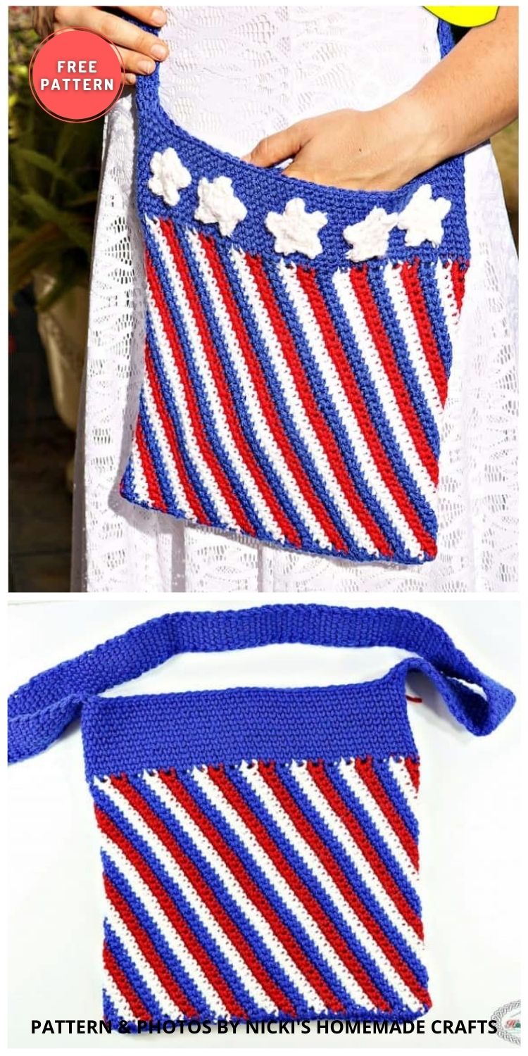 Stars and Stripes Bag - 6 Free Crochet 4th Of July Bag & Purse Patterns