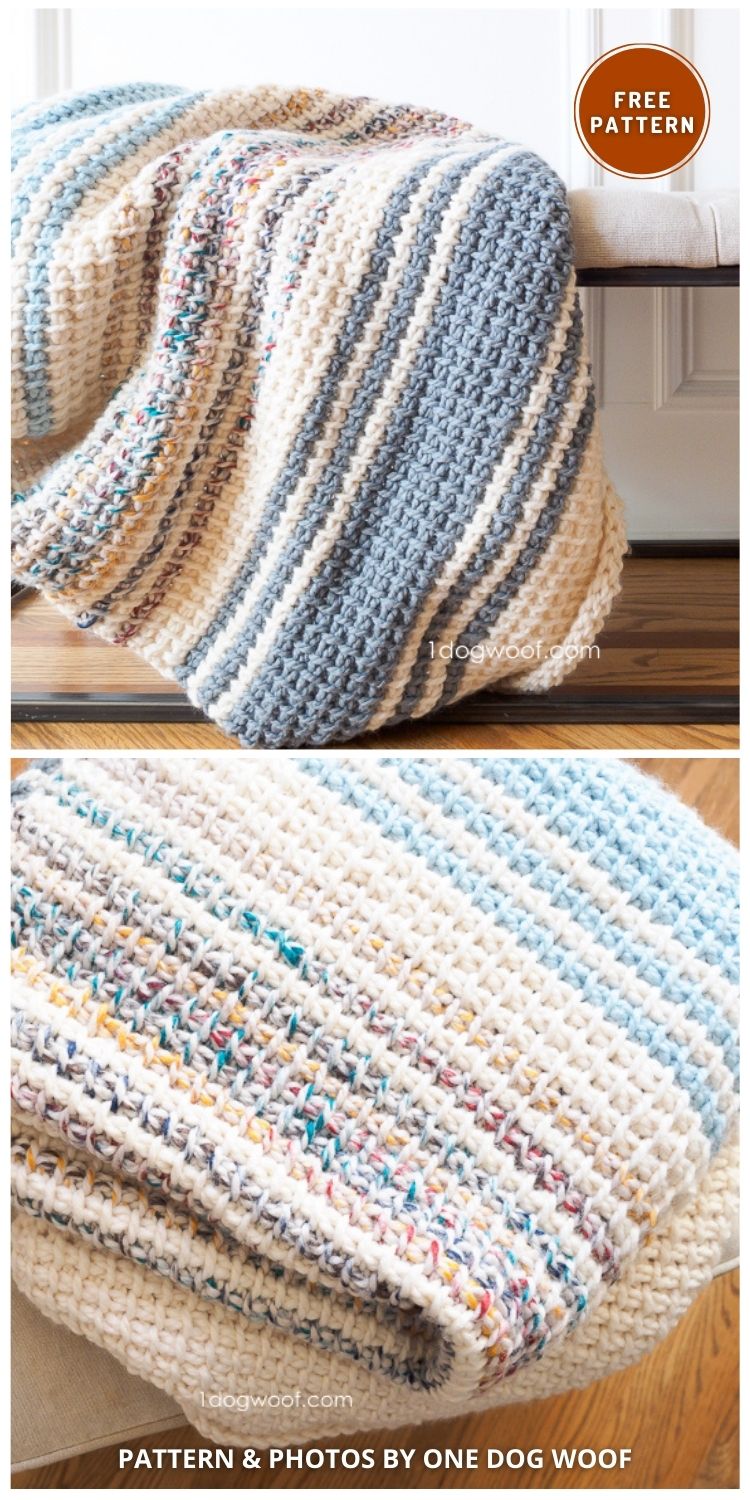 Striped Tunisian Crochet Blanket - 6 Free Crochet Tunisian Blanket Patterns You Have To Try