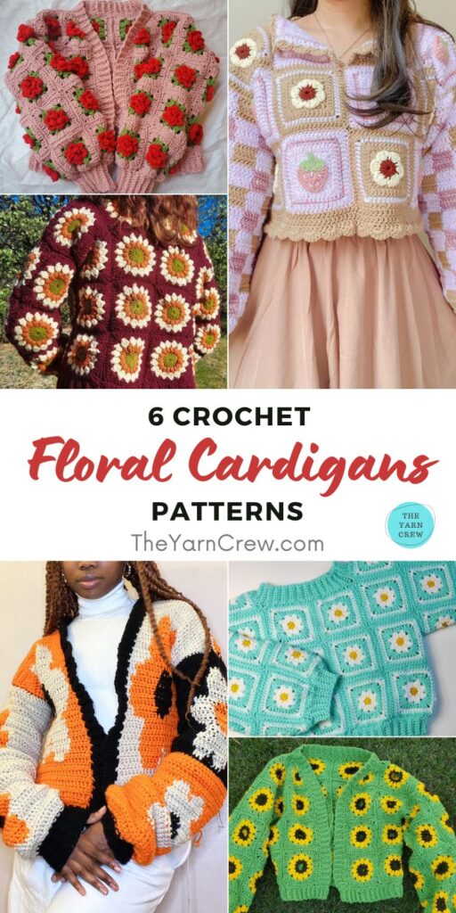 6 Crochet Floral Cardigan Patterns PIN 1