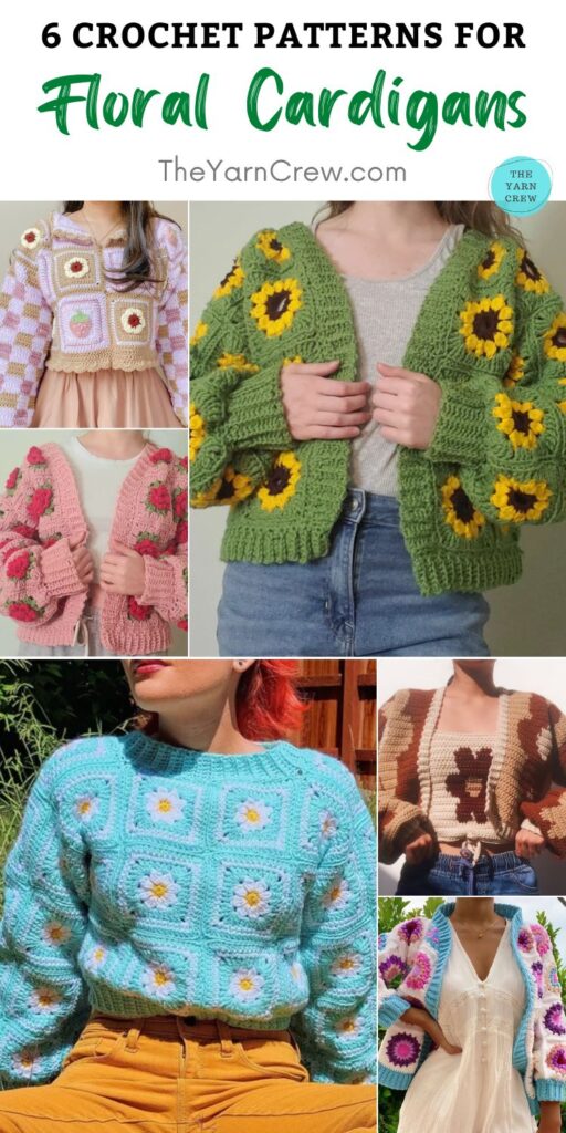 6 Crochet Patterns For Floral Cardigans PIN 2