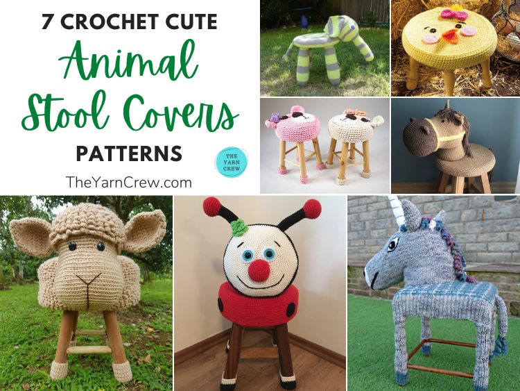 7 Crochet Cute Animal Stool Cover Patterns FB POSTER