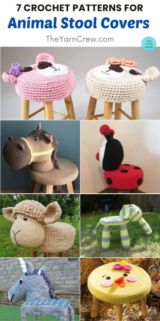 7 Crochet Patterns For Animal Stool Covers PINTEREST 2