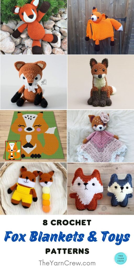 8 Crochet Fox Blanket & Toy Patterns PINTEREST 3