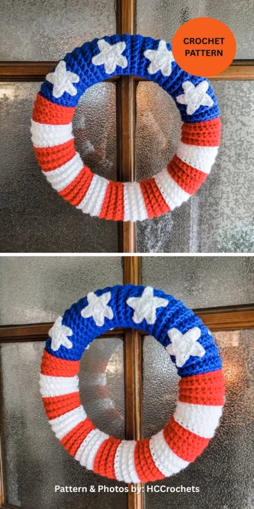 American Flag Wreath - 6 Patriotic Crochet 4th Of July Wreath Patterns