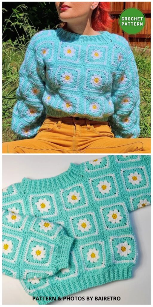 Daisy Sweater - 6 Crochet Floral Cardigan Patterns