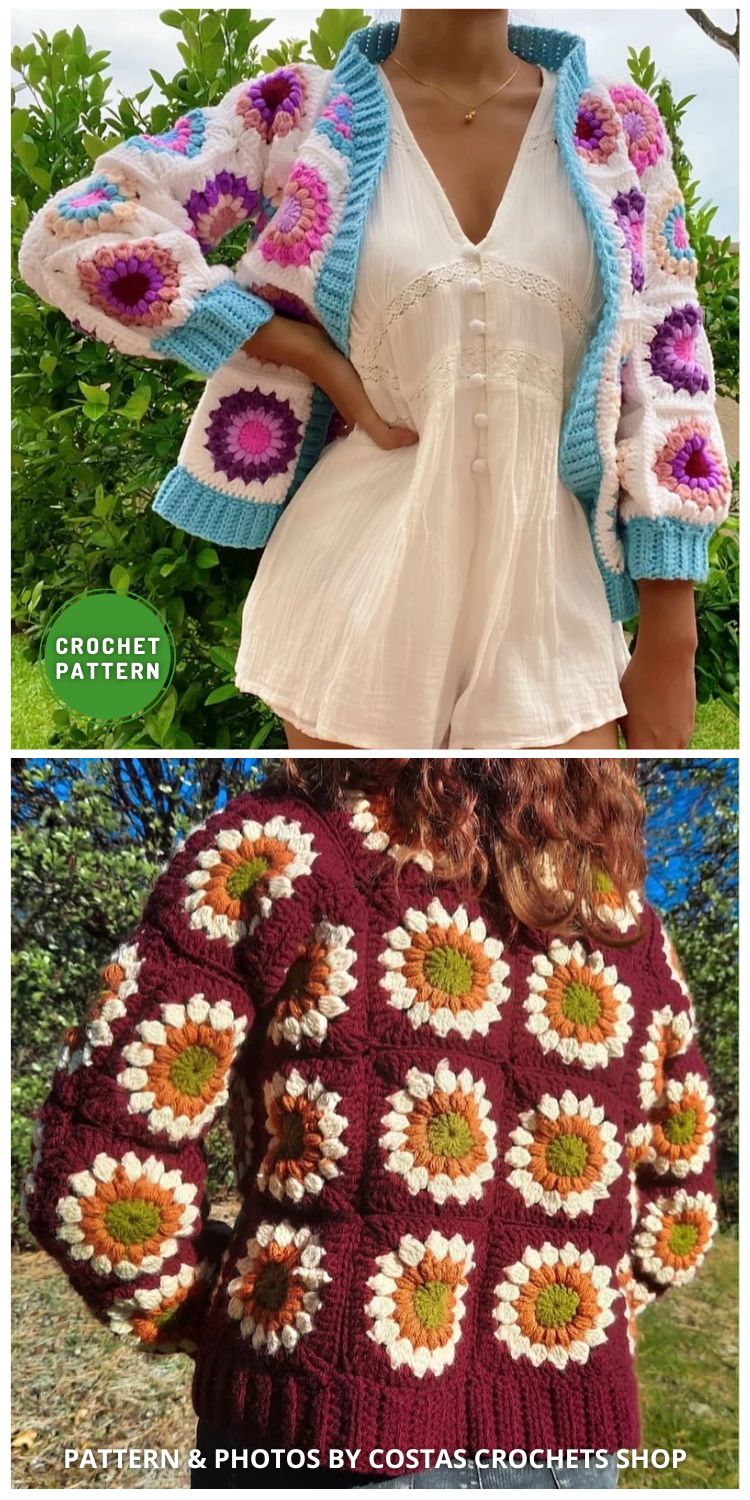 Sunflower Cardigan Crochet Pattern - 6 Crochet Floral Cardigan Patterns (2)
