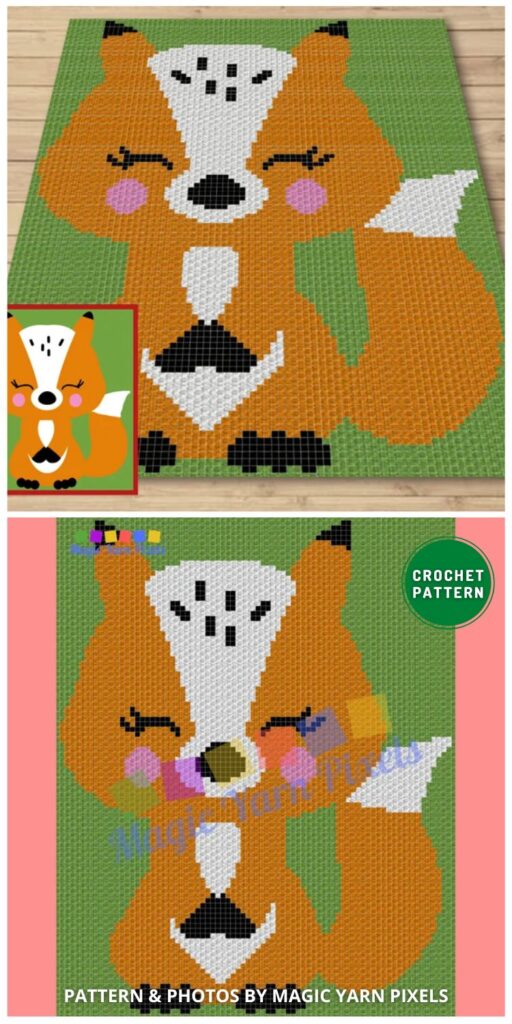 Woodland Baby Fox Graph & Pattern - 8 Crochet Fox Blanket & Toy Patterns For Your Baby