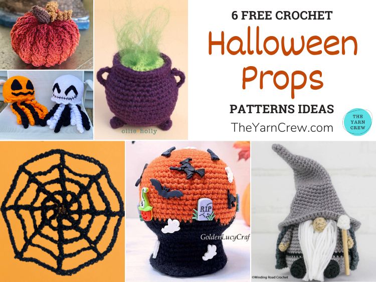 6 Free Crochet Halloween Prop Patterns Ideas FB POSTER