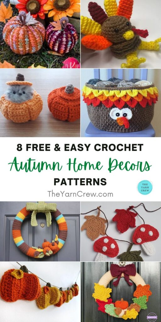 8 Free & Easy Crochet Autumn Home Decor Patterns PIN 1