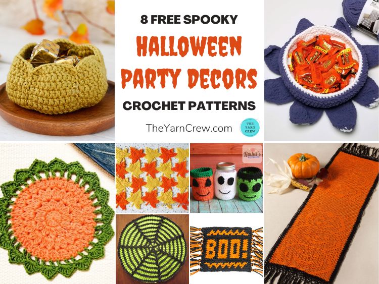 8 Free Spooky Halloween Party Decor Crochet Patterns FB POSTER