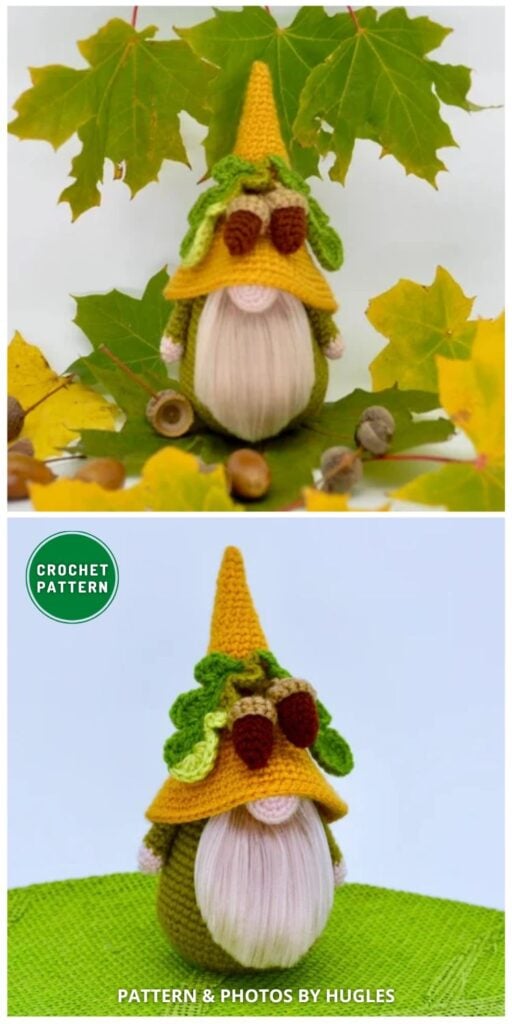 Crochet Gnome in Hat with Acorns Pattern - 7 Adorable Crochet Autumn Gnome Patterns