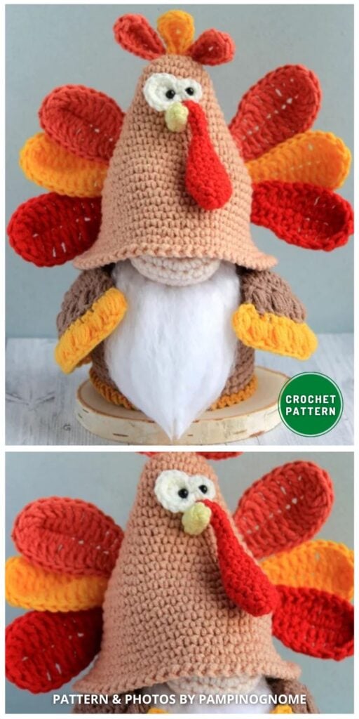 Crochet Thanksgiving Turkey Gnome - 7 Adorable Crochet Autumn Gnome Patterns