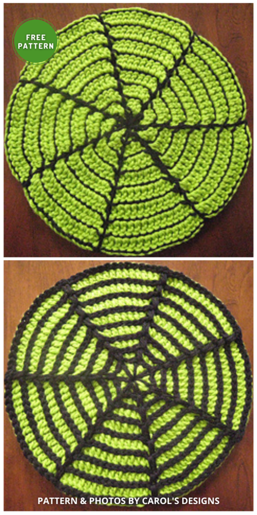 Spider Web coaster - 8 Free Spooky Halloween Party Decor Crochet Patterns