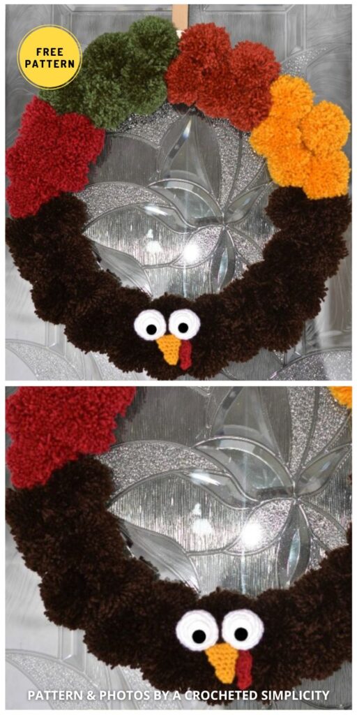 Turkey Pom Wreath - 6 Free Crochet Thanksgiving Wreath Patterns