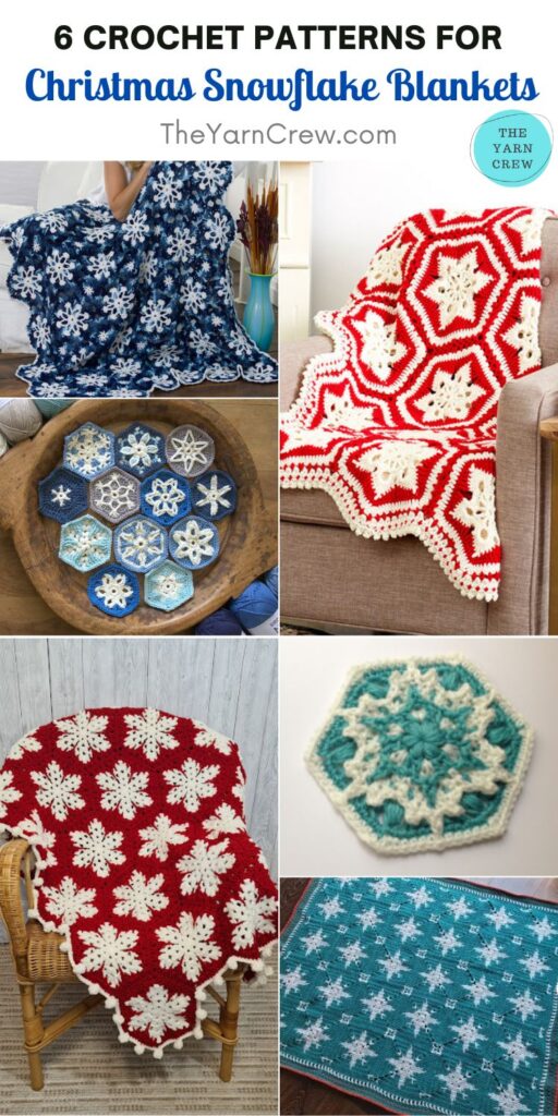 6 Crochet Patterns For Christmas Snowflake Blankets PIN 2