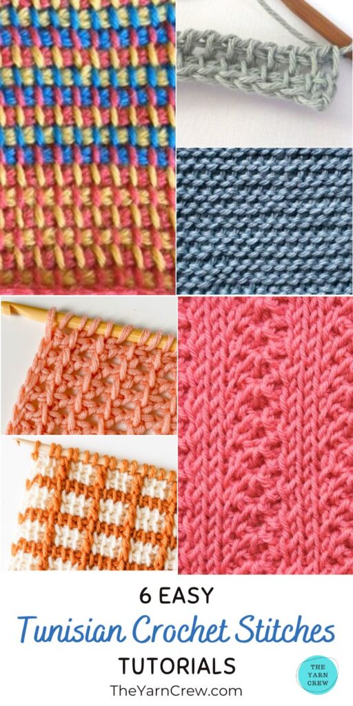 6 Easy Tunisian Crochet Stitch Tutorials PIN 3