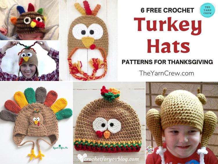 6 Free Crochet Turkey Hat Patterns For Thanksgiving FB POSTER