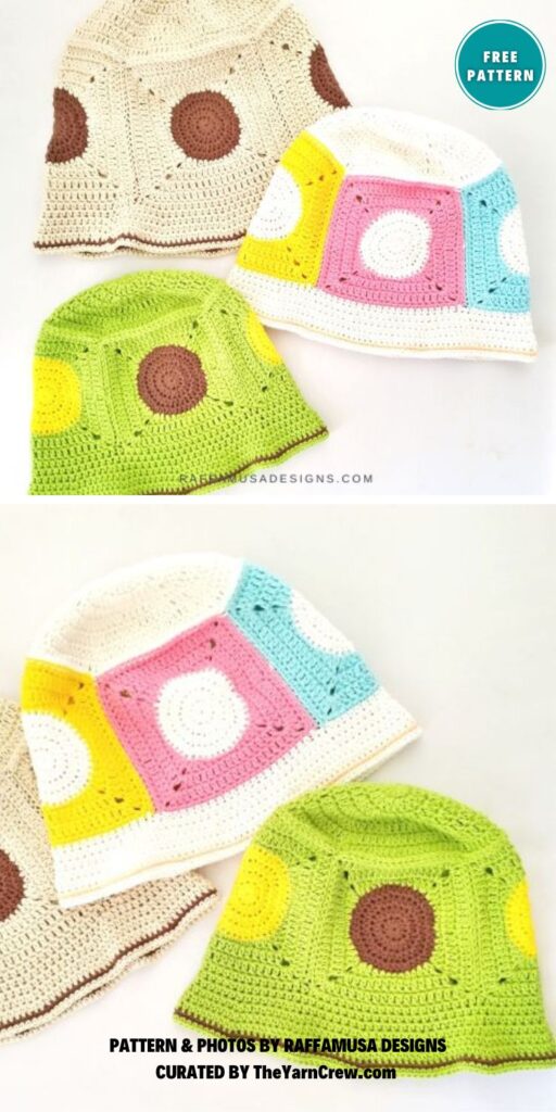 Crochet Dot Square Bucket Hat - 9 Free Crochet Granny Square Bucket Hat Patterns _ The Yarn Crew